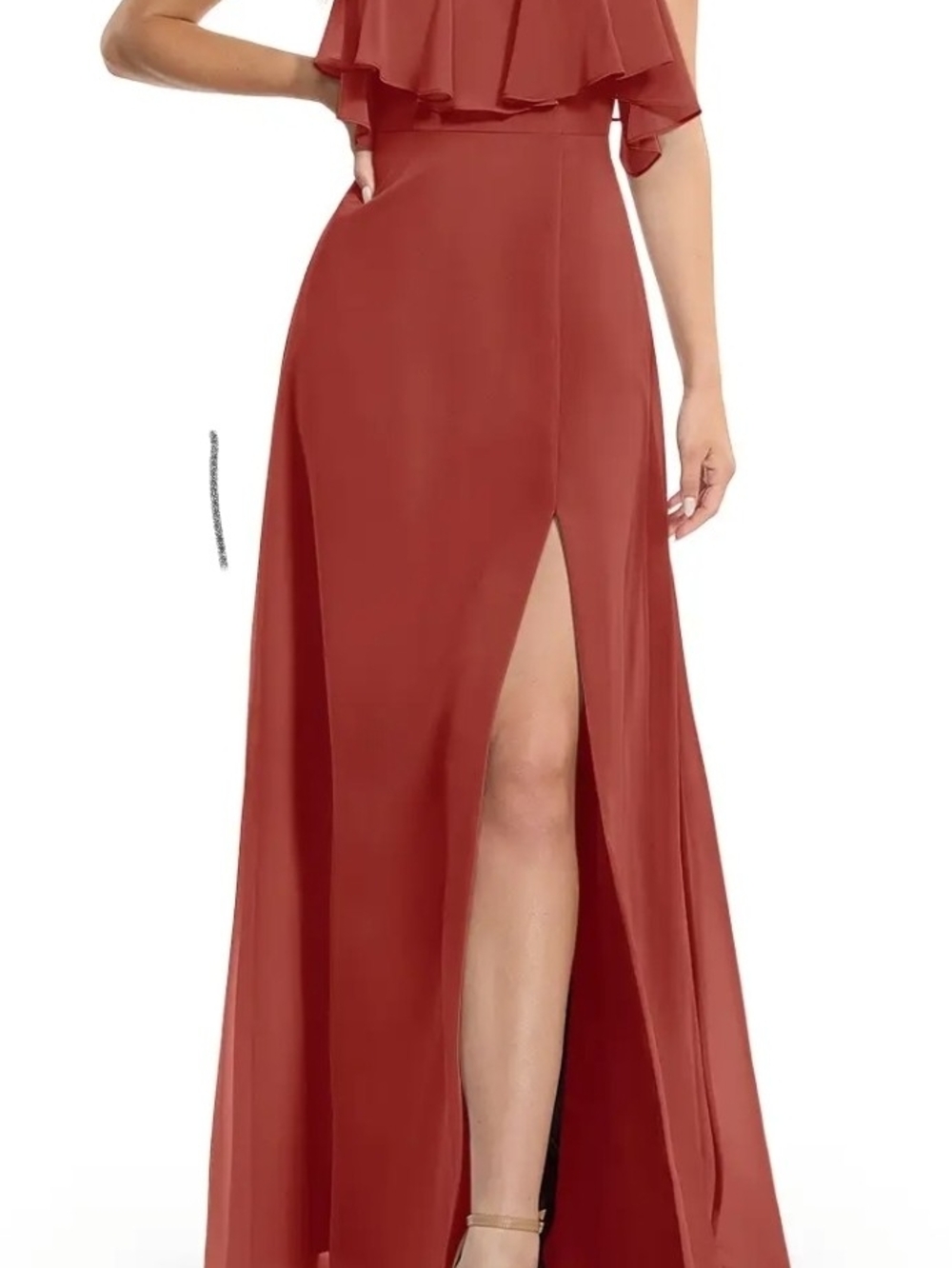 Allure Bridals Rust Red Bridesmaid Dress with High Slit